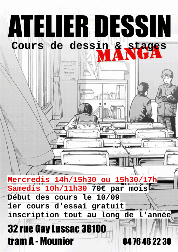 cours atelier dessin grenoble manga